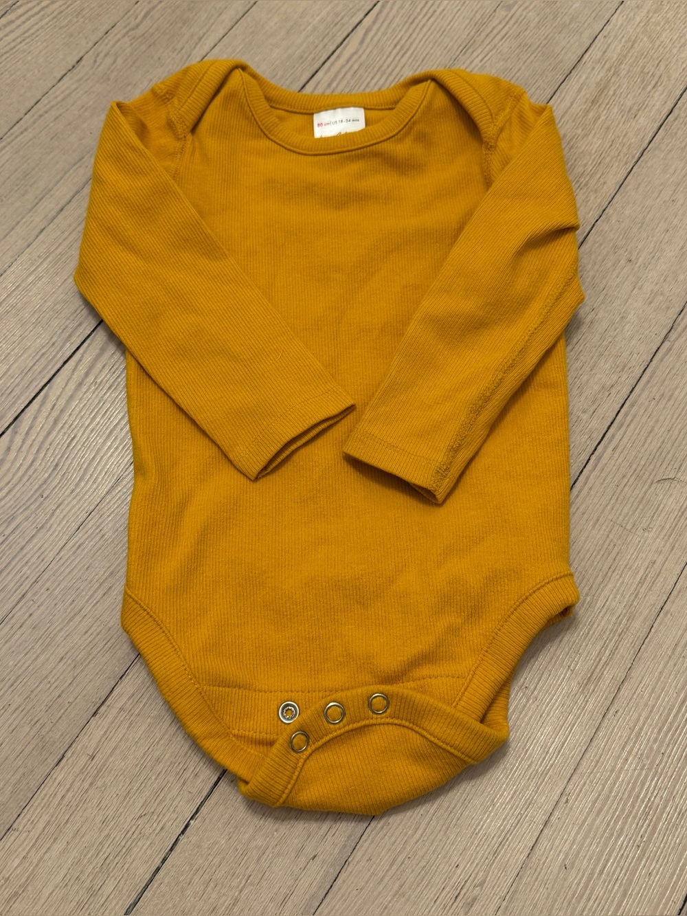 HANNA ANDERSSON Baby Organic Cotton Ribbed Bodysuit Mustard Yellow 18-24M 80cm